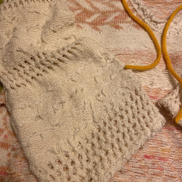 Cream and Pink Knit FREE PEOPLE Coastline Hoodie - Picture 8 of 12